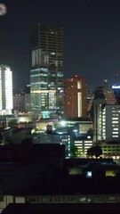 Wall Mural - Mexico city fireworks over panoramic view of downtown financial and business district at night