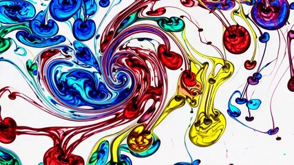 Aufkleber - Vibrant abstract painting with swirling colorful patterns, artistic expression and creativity concept