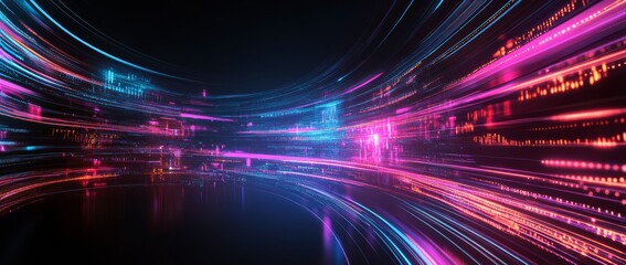 Poster - Colorful abstract digital pattern with lines and vibrant hues creating a sense of movement and energy