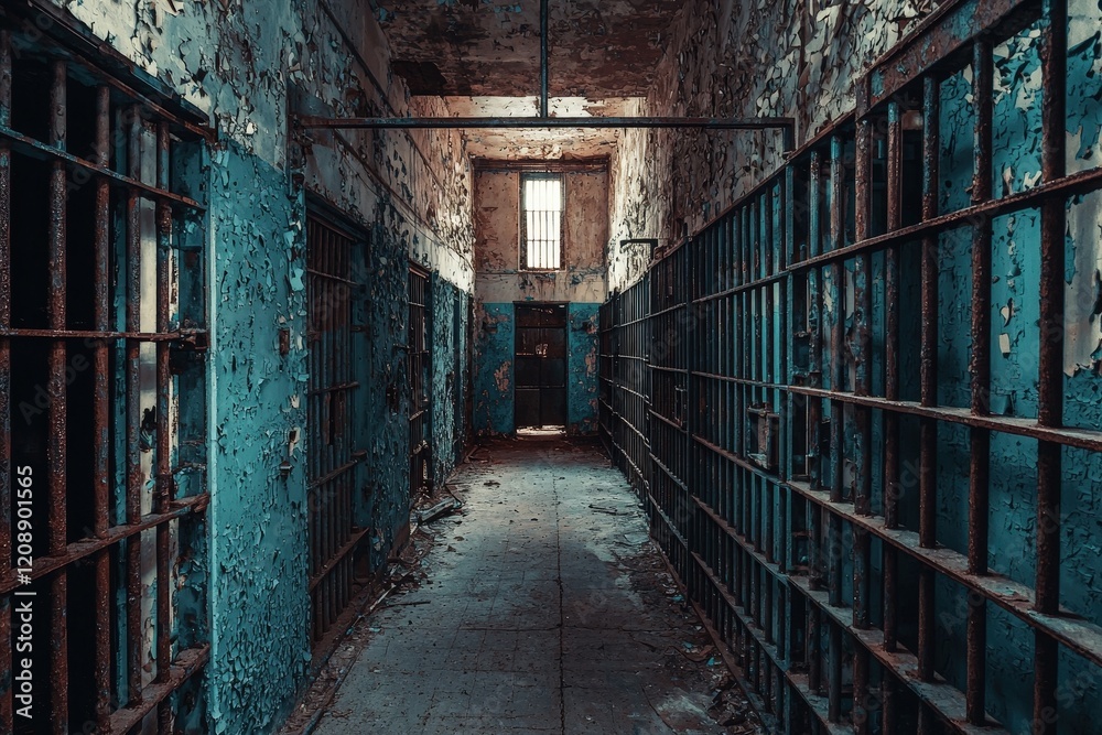 Prison Outcasts Abandoned old prison interior slung derelict forsaken outcast Stock ...