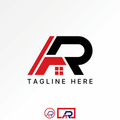 Poster - Logo design graphic concept creative premium vector stock image graphic initial AR font cutting like roof house window to monogram typography property