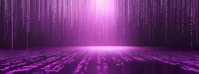 Fototapete - Binary code background, blue color, matrix, with lines creating a futuristic atmosphere, conveying a technological atmosphere