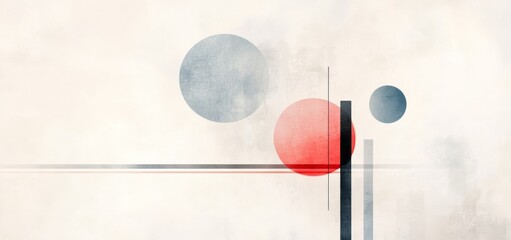 Fototapete - Abstract composition featuring geometric shapes in soft colors on a light background	
