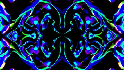 Poster - Abstract vibrant neon kaleidoscope pattern with glowing colors, digital art concept
