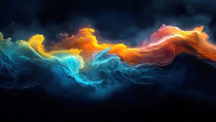 Poster - Vibrant Abstract Colorful Swirls in Motion Representing Energy, Creativity, and Imagination with a Dark Background for Artistic Uses