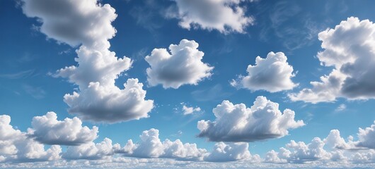 Wall Mural - Soft blue sky with few scattered white clouds , cloud formations, natural