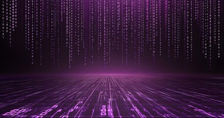 Fototapete - Binary code background, blue color, matrix, with lines creating a futuristic atmosphere, conveying a technological atmosphere