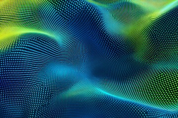 Poster - Abstract Blue Green Wave Pattern Dots Texture