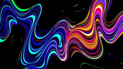 Poster - Abstract colorful flowing lines on black background, digital art. modern design and creativity concept