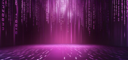 Fototapete - Binary code background, blue color, matrix, with lines creating a futuristic atmosphere, conveying a technological atmosphere