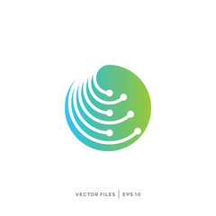 Poster - simple design logo of fiber optic data inside a circle