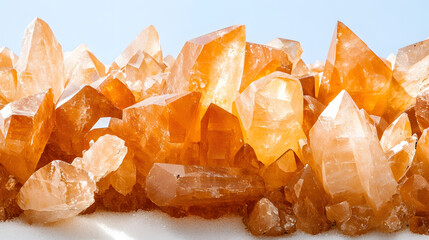 Poster - A collection of shimmering orange crystals glistens under light, showcasing their unique shapes and textures