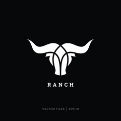 Poster - simple farm ranch bull buffalo horn logo design
