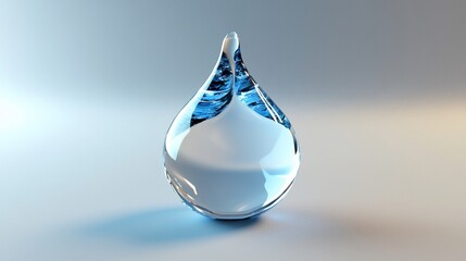Fototapete - Crystal-clear water drop, 3D render.