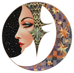 Wall Mural - png moon art illustration celestial.