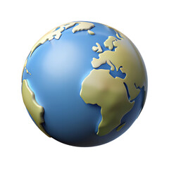 cartoon planet earth on white background. 3d realistic globe icon. planet earth day or environment d