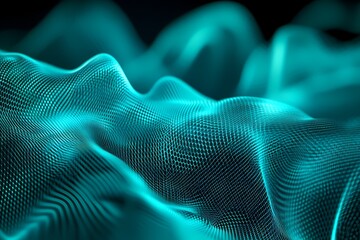 Poster - Abstract Teal Digital Waveform Pattern Background