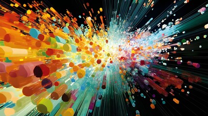 Poster - A vibrant and dynamic explosion of colors creates an abstract visual experience, perfect for creative projects and artistic expressions.