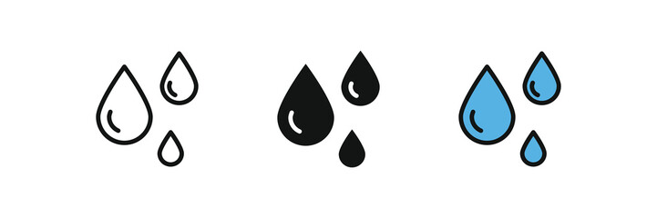 Aufkleber - water drop icons in outline, solid and filled styles