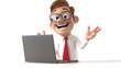 © yusmahendra0408 - Cheerful Cartoon Businessman with Laptop