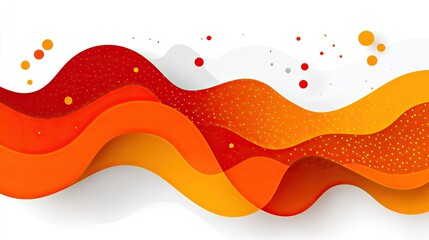 Poster - Abstract Orange and White Wave Design with Dots