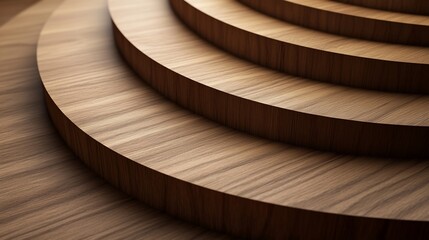 Poster - Abstract concentric wooden circles, steps, platform.