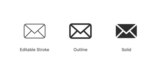 Leinwandbilder - envelope icon, email message icon - Mail icon button sign, notification new message icons buttons in editable stroke, outline, and solid styles. email messaging, correspondence and communication 