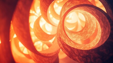 Poster - Abstract orange spiral tunnel, glowing light.