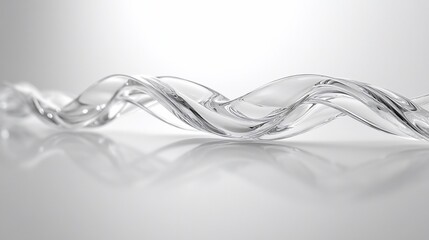 Aufkleber - Abstract swirling transparent glass ribbon on reflective surface.