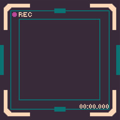 Poster - Futuristic Video Recording Interface Screen Background, Pixel Art Style