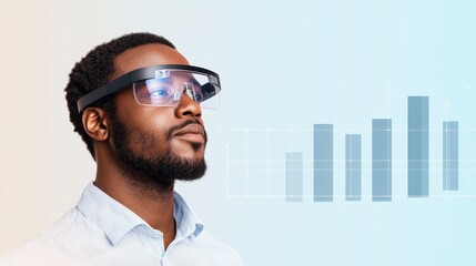 Poster - Young Professional in Smart Glasses Analyzing Business Growth Through Data Visualization