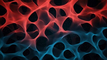 Poster - Abstract Colorful Wave Pattern with Red and Blue Fluid Shapes on Dark Background