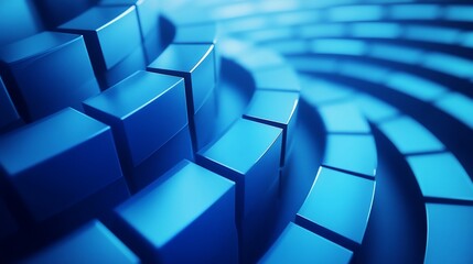 Poster - Abstract blue cubes spiral.
