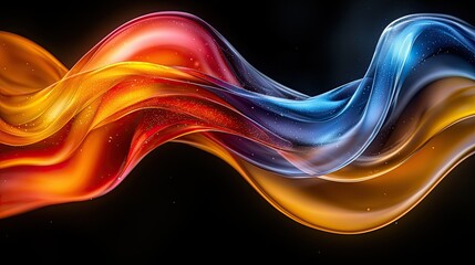 Poster - Abstract Colorful Liquid Waves Flowing Dynamically