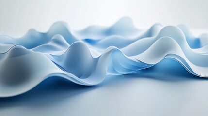 Wall Mural - Abstract light blue wavy 3D surface.