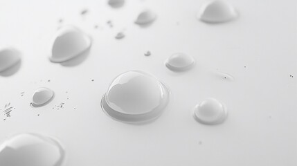 Fototapete - Close-up of water droplets on a white surface.