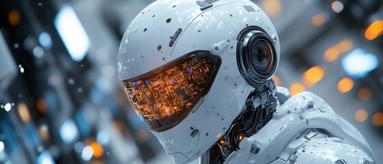 Poster - Futuristic robot in high-tech environment with glowing details