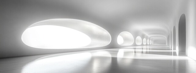 Poster - Minimalist White Curves Contemporary Interior Architecture Design