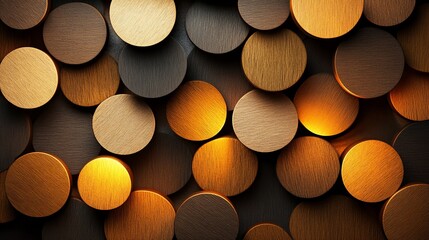 Poster - Abstract background of overlapping brown and gold circles.