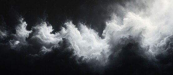 Aufkleber - Abstract Black and White Watercolor Painting with Cloudy Texture and Soft Gradients
