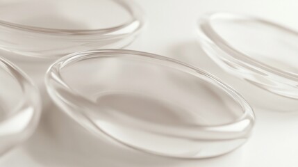 Aufkleber - Close-up of four translucent, circular objects on a white background.