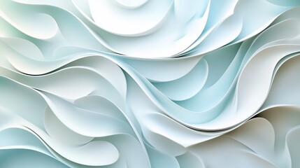 Aufkleber - Abstract flowing light blue and white paper wave background.