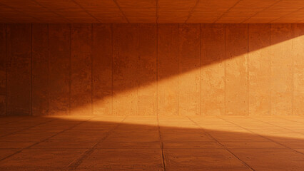 Poster - A bare interior with a solid orange concrete surface