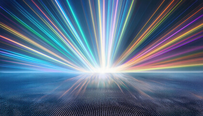 Poster - Vibrant light beams radiate across textured surface, creating stunning visual effect