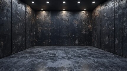 Poster - Dark grunge room interior with spotlighting.