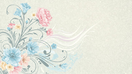 Poster - A refined floral vector design that showcases a silver-toned vintage decorative pattern