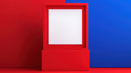 Poster - Empty display frame against vibrant red and blue background