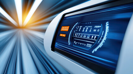 Poster - Close up of autonomous vehicle interface displaying data and controls