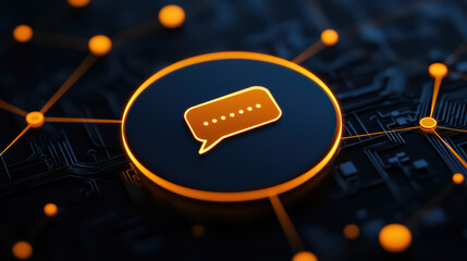 Poster - Digital communication icon with glowing elements and circuit background