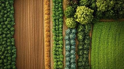 Poster - Aerial View of Diverse Farmland Crops